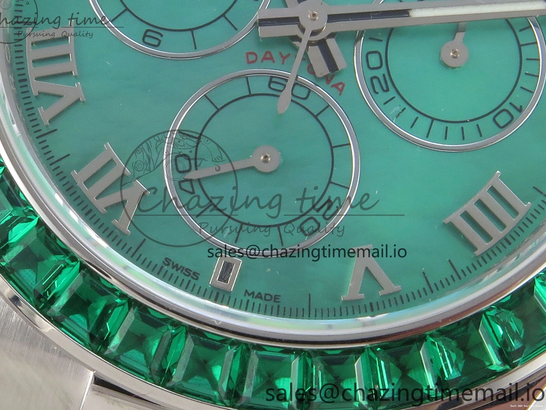 Good Copy Rolex Watches Diamonds Green MPF 40mm Bezel Green Leather 326 Custom Strap Dial FreshLook Modded Daytona on SA 0110
